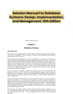 Solution Manual For Database Systems: Design, Implementation, and Management, 13th Edition