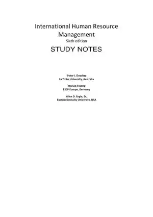 International Human Resource Management, 6th Edition Class Notes