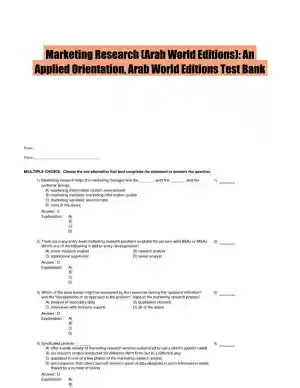 Marketing Research (Arab World Editions): An Applied Orientation, Arab World Editions Test Bank