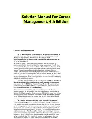 Solution Manual For Career Management, 4th Edition