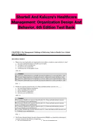 Shortell And Kaluzny's Healthcare Management: Organization Design And Behavior, 6th Edition Test Bank