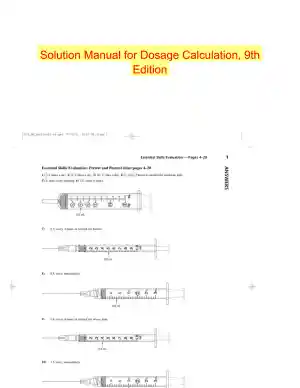 Solution Manual for Dosage Calculation, 9th Edition