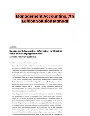 Management Accounting, 7th Edition Solution Manual