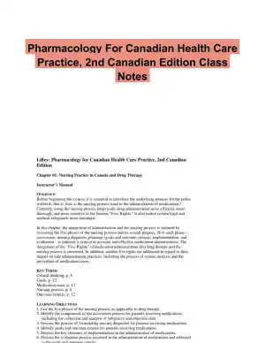 Pharmacology For Canadian Health Care Practice, 2nd Canadian Edition Class Notes