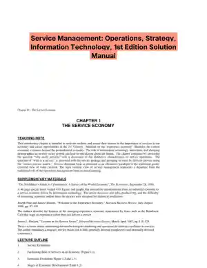 Service Management: Operations, Strategy, Information Technology, 1st Edition Solution Manual