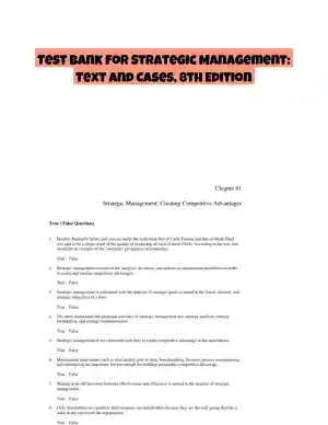 Test Bank For Strategic Management: Text And Cases, 8th Edition