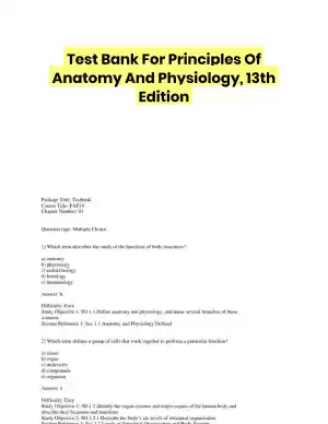 Test Bank For Principles Of Anatomy And Physiology, 13th Edition