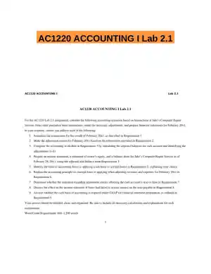 AC1220 ACCOUNTING I Lab 2.1