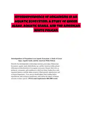 Interdependence of Organisms in an Aquatic Ecosystem: A Study of Green Algae, Aquatic Snails, and the American White Pelican