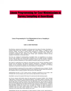 Linear Programming for Cost Minimization in Survey Sampling at AmeriBank