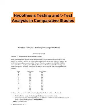 Hypothesis Testing and t-Test Analysis in Comparative Studies