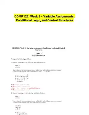 COMP122: Week 2 - Variable Assignments, Conditional Logic, and Control Structures