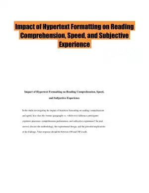 Impact of Hypertext Formatting on Reading Comprehension, Speed, and Subjective Experience