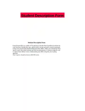 Student Description Form