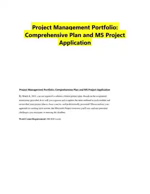 Project Management Portfolio: Comprehensive Plan and MS Project Application
