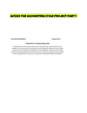 AC1220 The Accounting Cycle Project Part 1