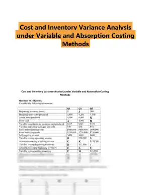 Cost and Inventory Variance Analysis under Variable and Absorption Costing Methods