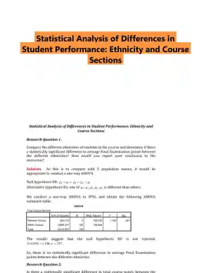Statistical Analysis of Differences in Student Performance: Ethnicity and Course Sections