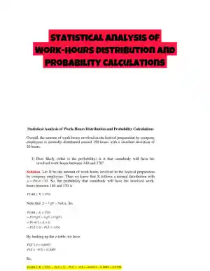 Statistical Analysis of Work-Hours Distribution and Probability Calculations