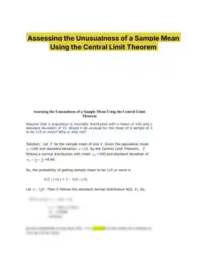 Assessing the Unusualness of a Sample Mean Using the Central Limit Theorem