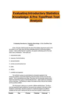 Evaluating Introductory Statistics Knowledge: A Pre-Test/Post-Test Analysis