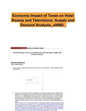 Economic Impact of Taxes on Hotel Rooms and Televisions: Supply and Demand Analysis
