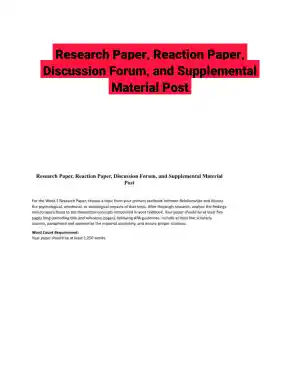 Research Paper, Reaction Paper, Discussion Forum, and Supplemental Material Post
