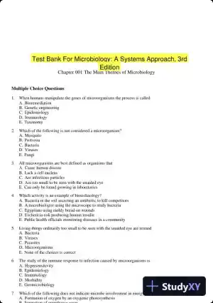 Test Bank For Microbiology: A Systems Approach, 3rd Edition