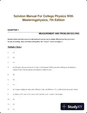 Solution Manual For College Physics With Masteringphysics, 7th Edition