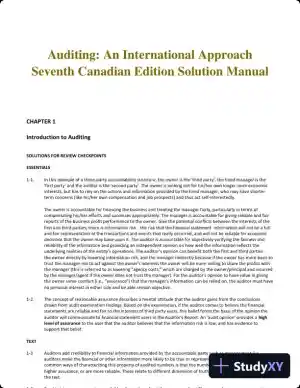 Auditing: An International Approach Seventh Canadian Edition Solution Manual