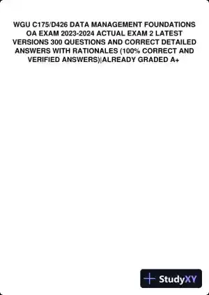 2023-2024 WGU C175/D426 Data Management Foundations OA Exam with Answers (531 Solved Questions)