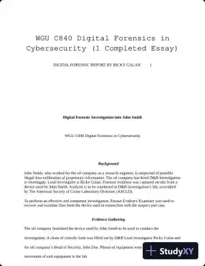 WGU C840 Digital Forensics in Cybersecurity (1 Completed Essay)