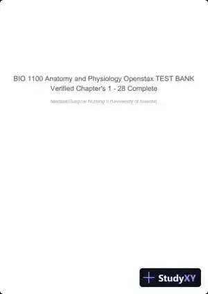 BIO1100 Anatomy and Physiology Openstax Test Bank with Answers (166 Solved Questions)