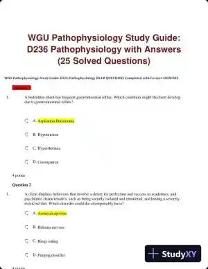 WGU Pathophysiology Study Guide: D236 Pathophysiology with Answers (25 Solved Questions)