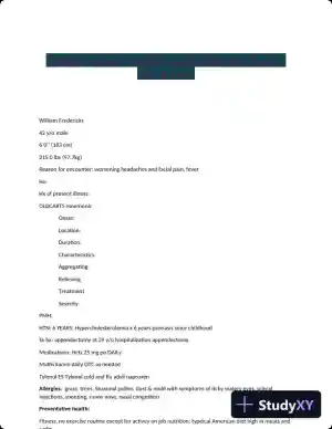 William Fredericks Health Assessment Practice Exam (1 Solved Case)