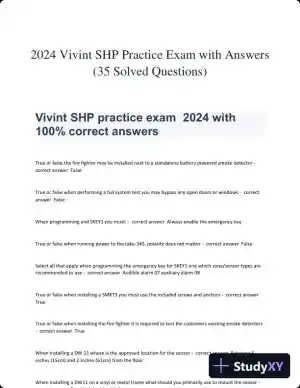 2024 Vivint SHP Practice Exam with Answers (35 Solved Questions)