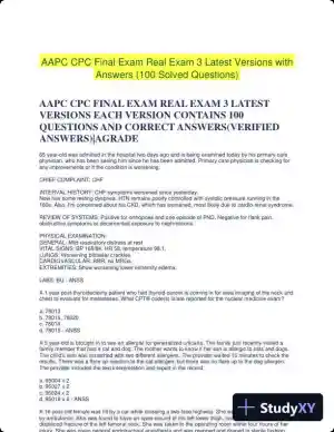 AAPC CPC Final Exam Real Exam 3 Latest Versions with Answers (100 Solved Questions)