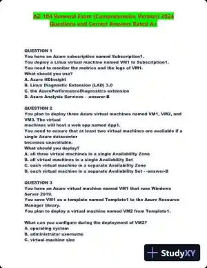 2024 AZ-104 Renewal Comprehensive Exam with Answers (270 Solved Questions)