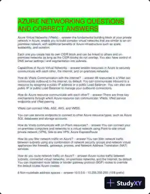 AZURE Networking Practice Exam with Answers (37 Solved Questions)