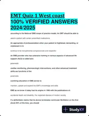 2024-2025 West Coast EMT Quiz 1 Practice Exam with Answers (210 Solved Questions)