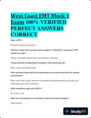 West Coast EMT Block 1 Practice Exam with Answers (190 Solved Questions)