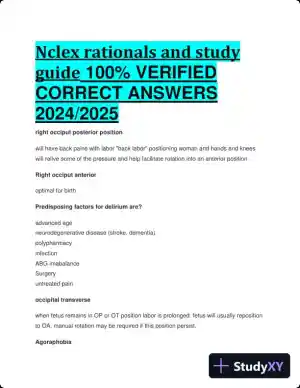 2024-2025 NCLEX Rationals and Study Guide with Answers (168 Solved Questions)