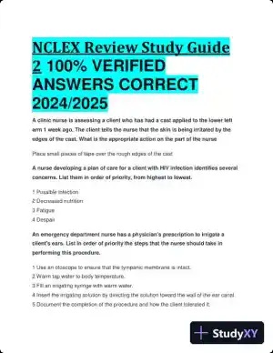 2024-2025 NCLEX Review Study Guide 2 with Answers (53 Solved Questions)