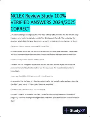 2024-2025 NCLEX Review Study Guide with Answers (50 Solved Questions)