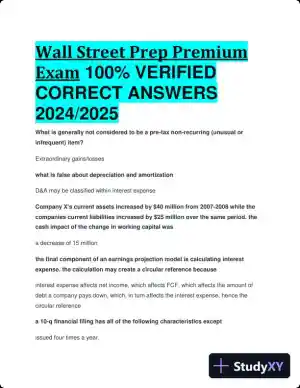 2024-2025 Wall Street Prep Premium Exam with Answers (50 Solved Questions)