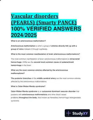 2024-2025 Vascular Disorders (PEARLS) (Smarty PANCE) with Answers (106 Solved Questions)