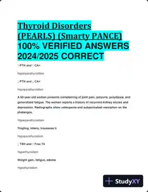 2024-2025 Thyroid Disorders (PEARLS) (Smarty PANCE) with Answers (65 Solved Questions)