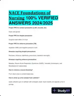 2024-20525 NACE Foundations of Nursing Practice Exam with Answers (67 Solved Questions)