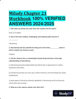 2024-2025 Milady Chapter 21 Workbook Practice Exam with Answers (206 Solved Questions)