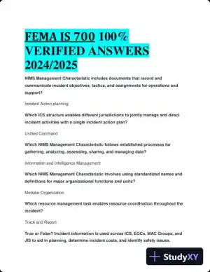 2024-2024 FEMA IS 700 Practice Exam with Answers (60 Solved Questions)